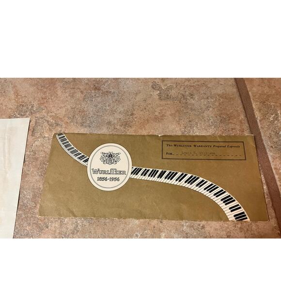 Wurltizer Piano Manufacturer's Warranty Certificate and Envelope Paper Ephemera - Picture 2 of 5